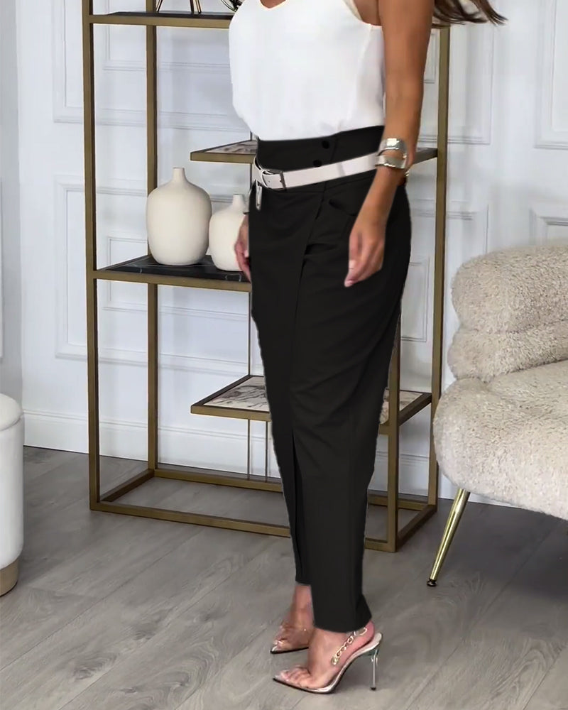 Sybille - Patchwork Bukse med Belte