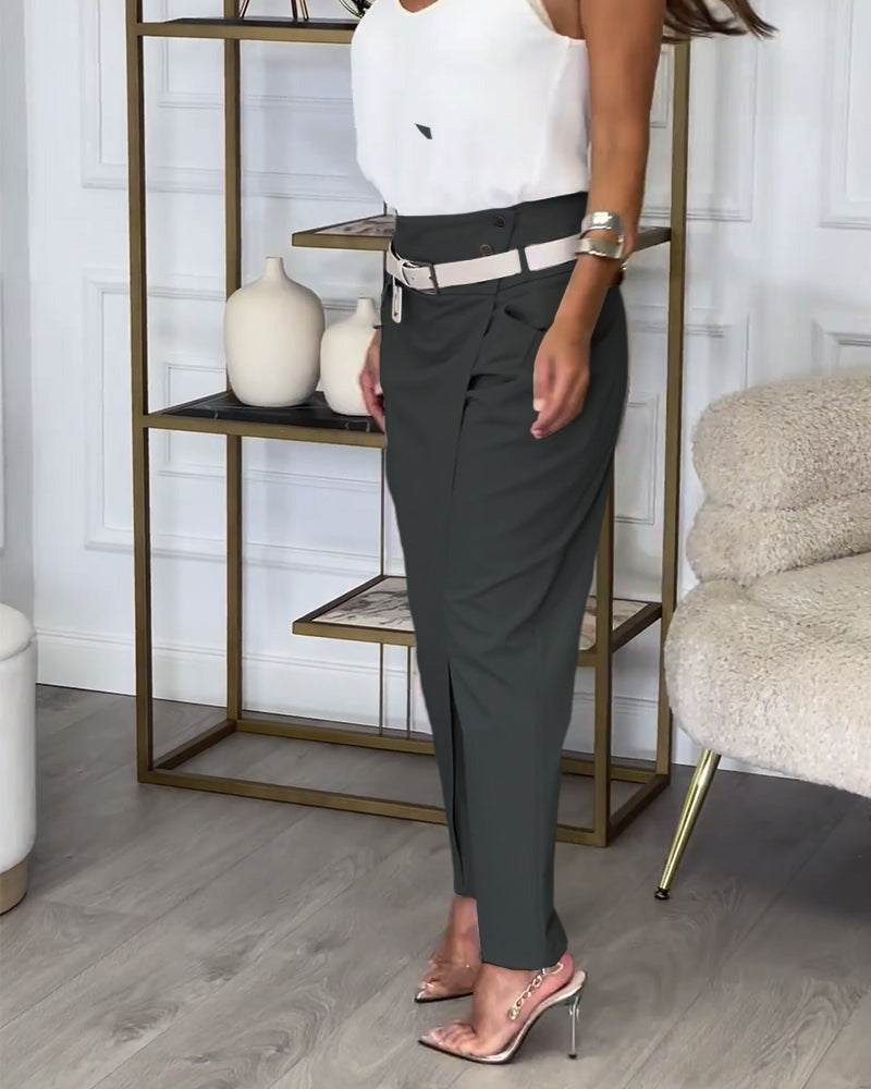 Sybille - Patchwork Bukse med Belte