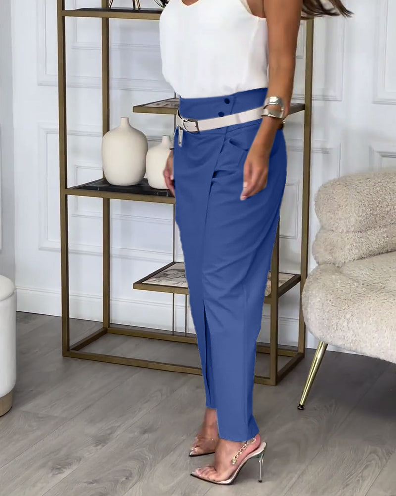 Sybille - Patchwork Bukse med Belte