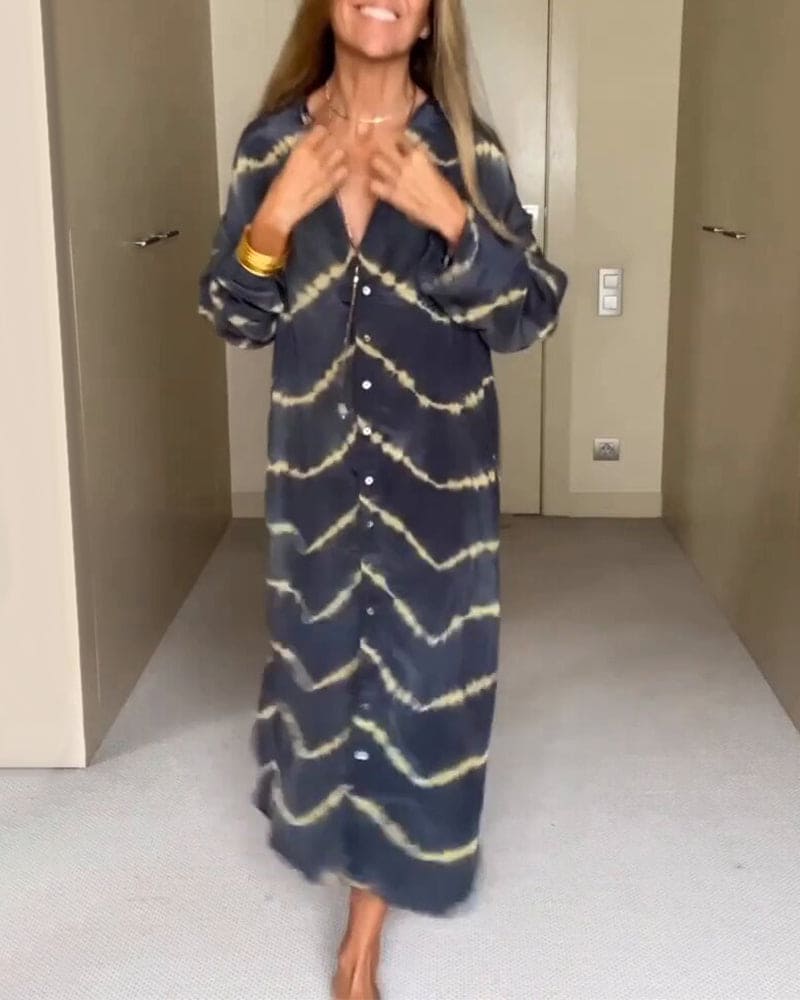 Isla | Sommerlig V-hals kjole med boho-print