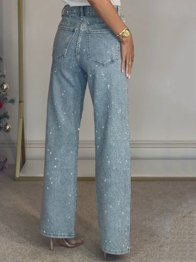 Alida - Høytaljede jeans med diamanter