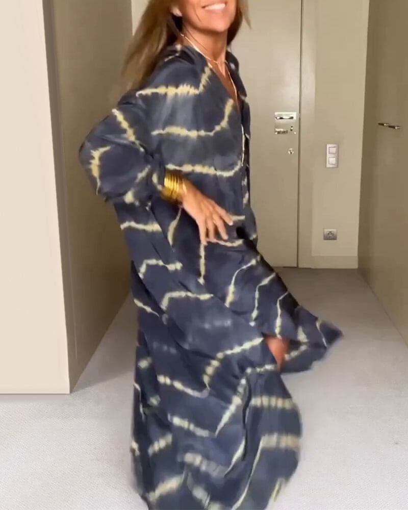 Isla | Sommerlig V-hals kjole med boho-print