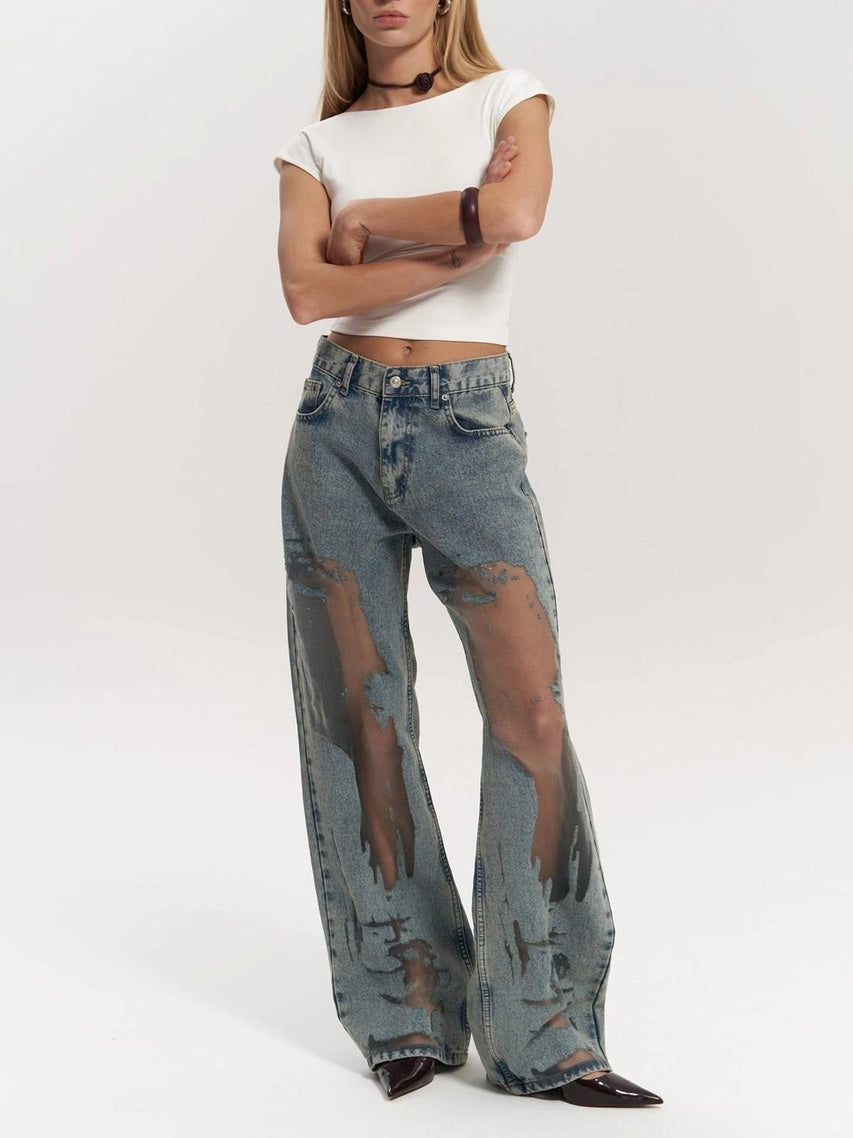 Lysandra - Høytaljet transparent jeans