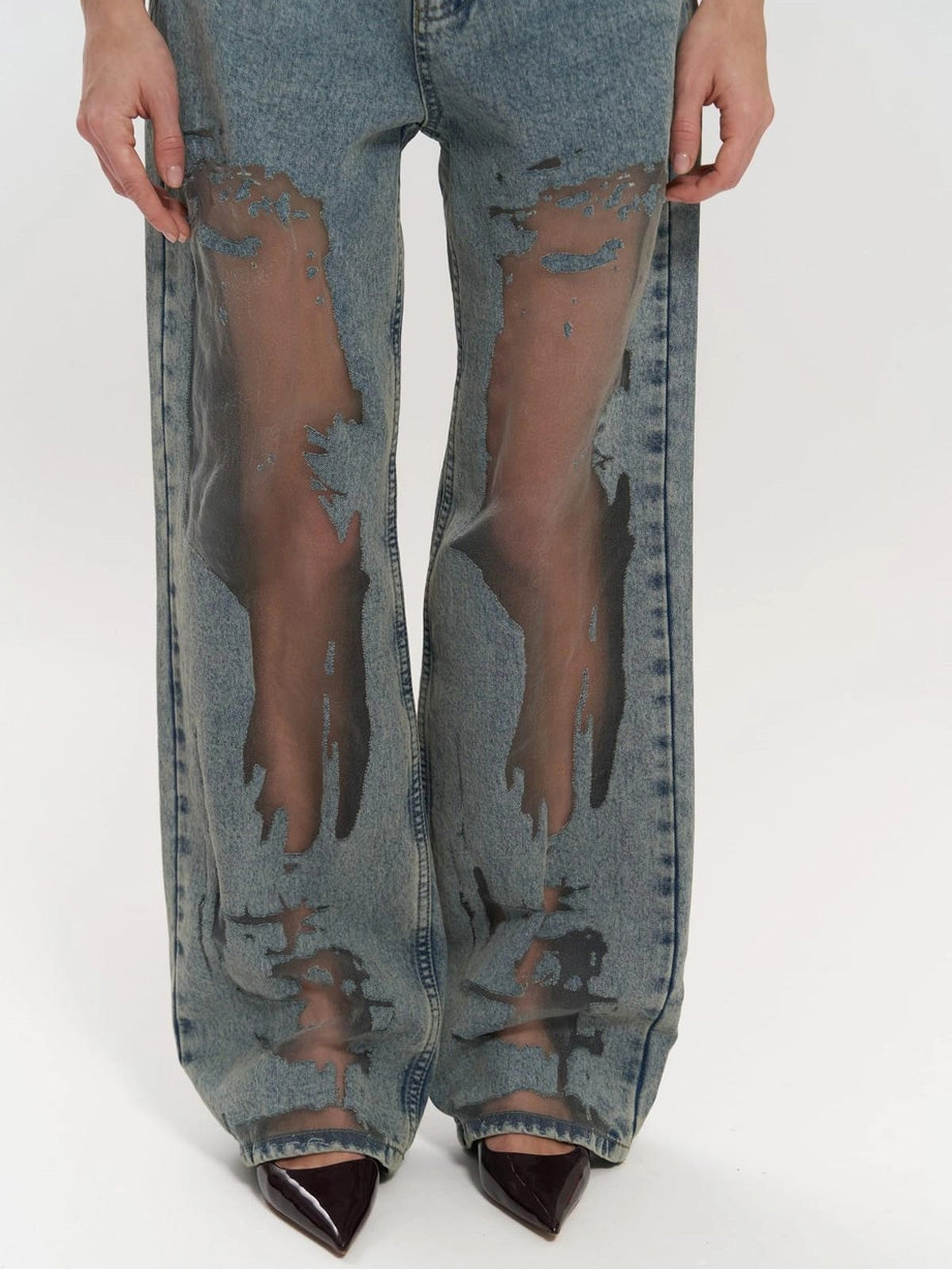 Lysandra - Høytaljet transparent jeans