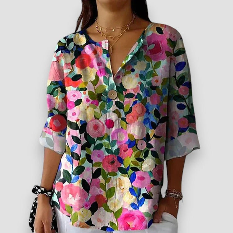 Roxane | Vintage Bluse med Blomster