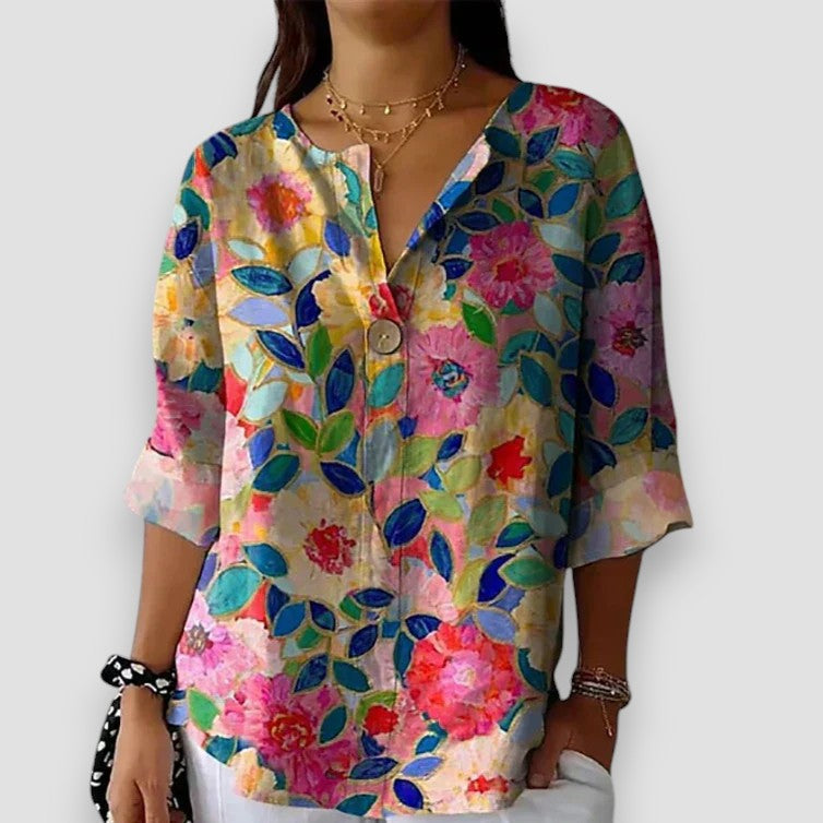 Roxane | Vintage Bluse med Blomster