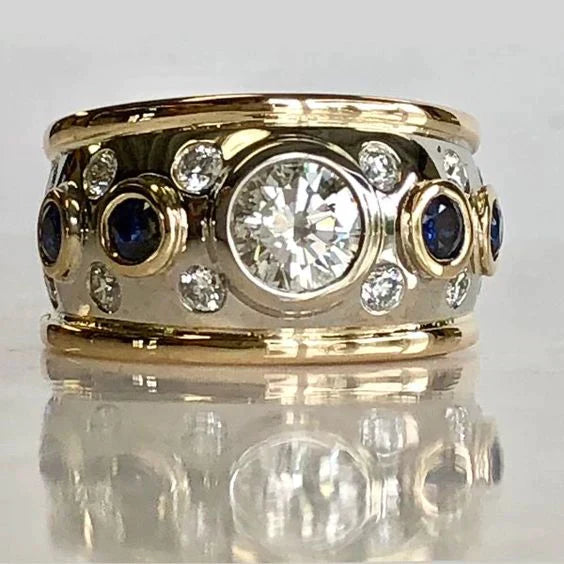 Vintage Goldinlay-Zirkonia-Prsten