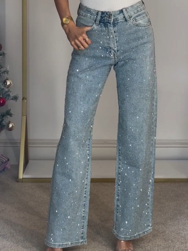 Alida - Høytaljede jeans med diamanter
