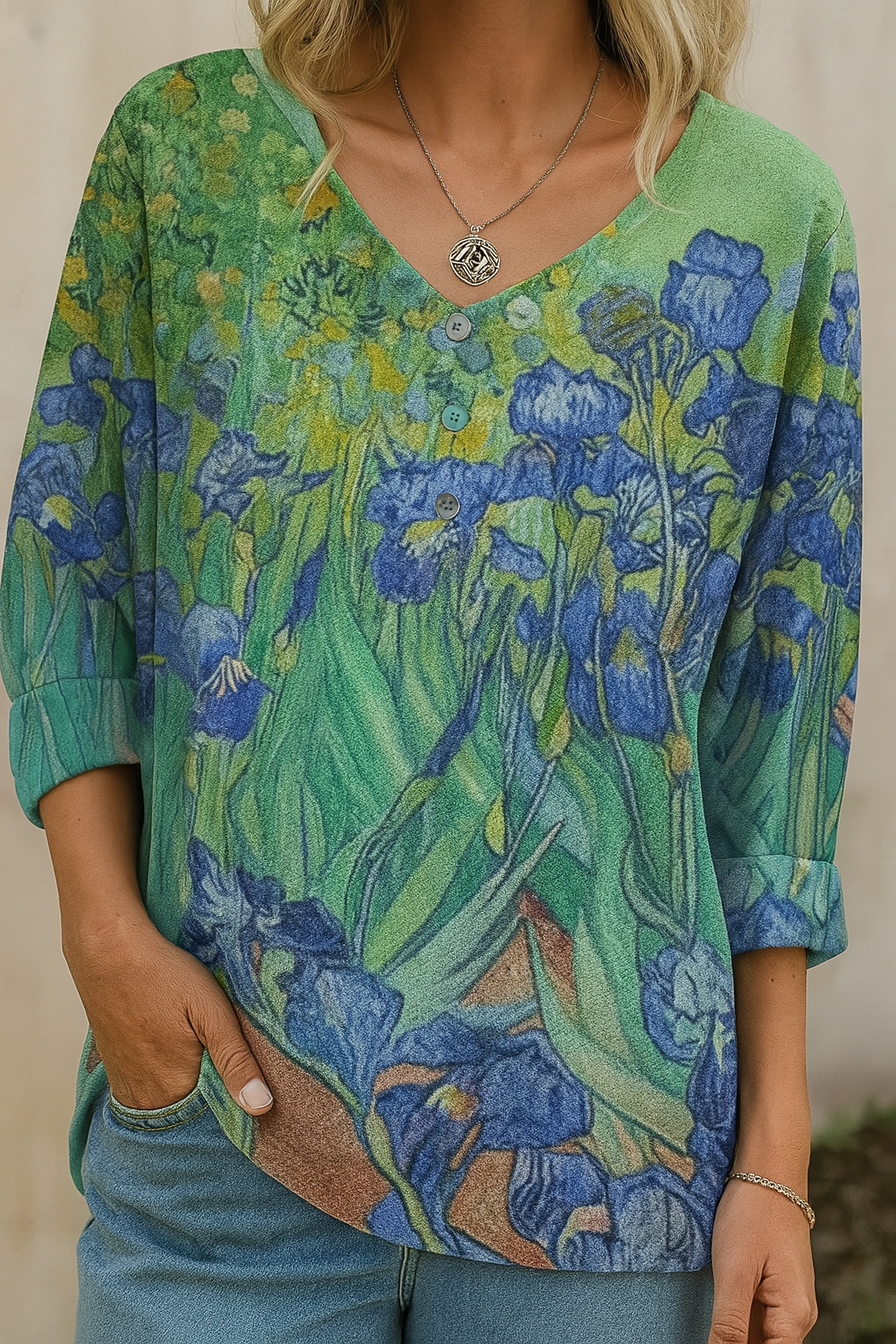 Aminda | Van Gogh Kunst T-skjorte med løs passform