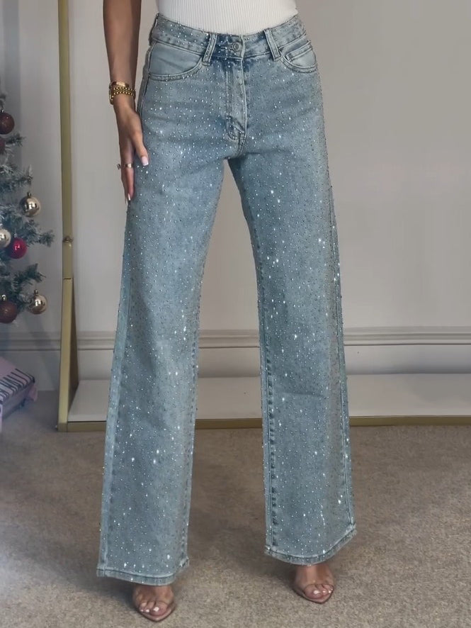 Alida - Høytaljede jeans med diamanter