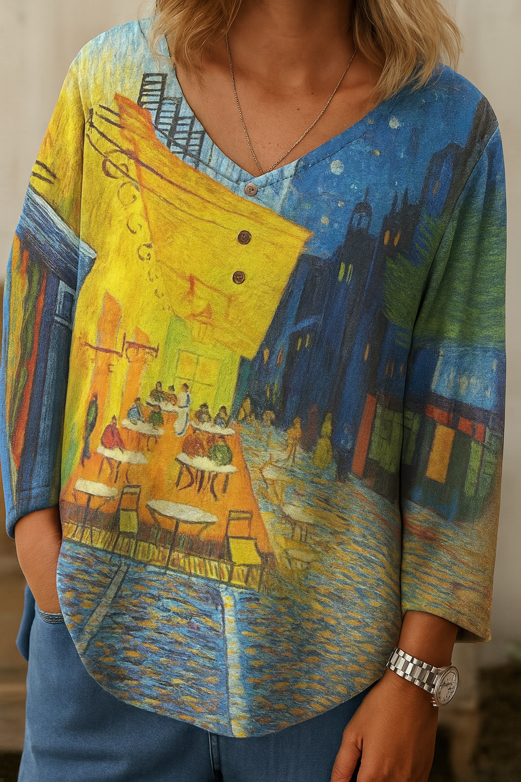 Aminda | Van Gogh Kunst T-skjorte med løs passform