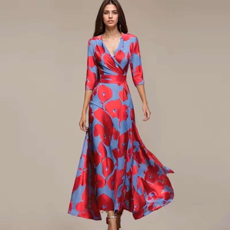 Axelle | Elegant lang kjole med blomsterprint