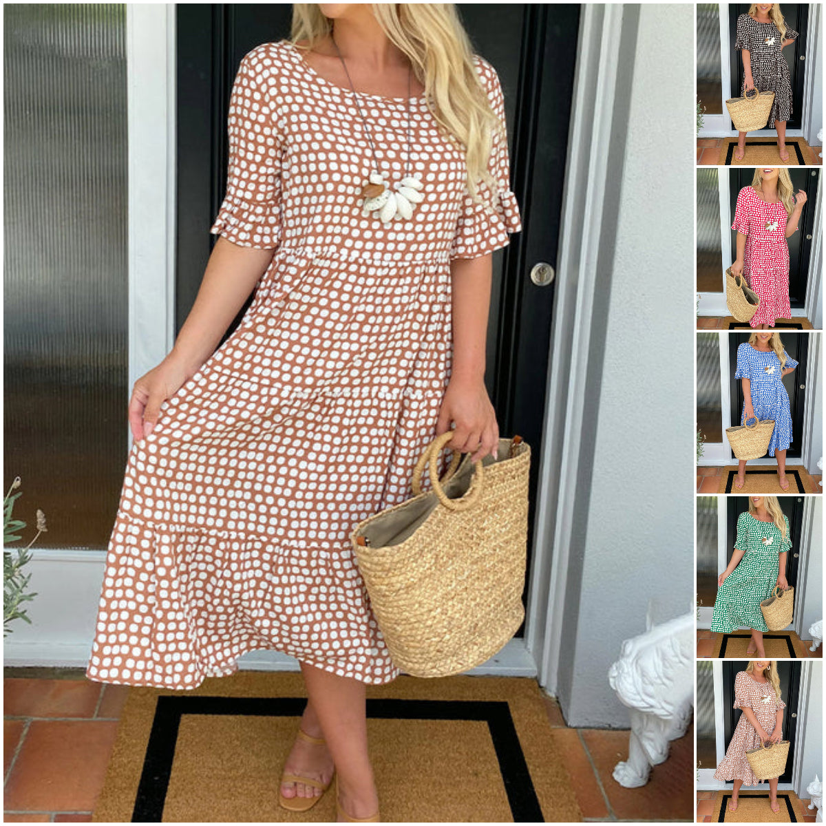 Juna | Retro stil lett midi-kjole