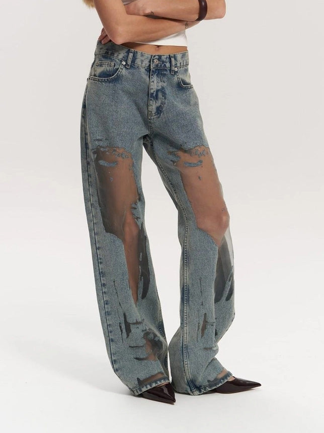 Lysandra - Høytaljet transparent jeans