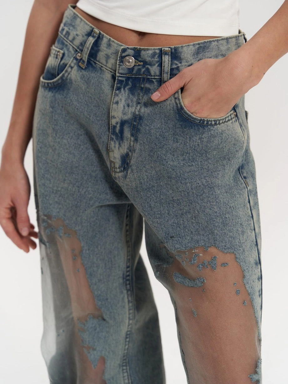 Lysandra - Høytaljet transparent jeans
