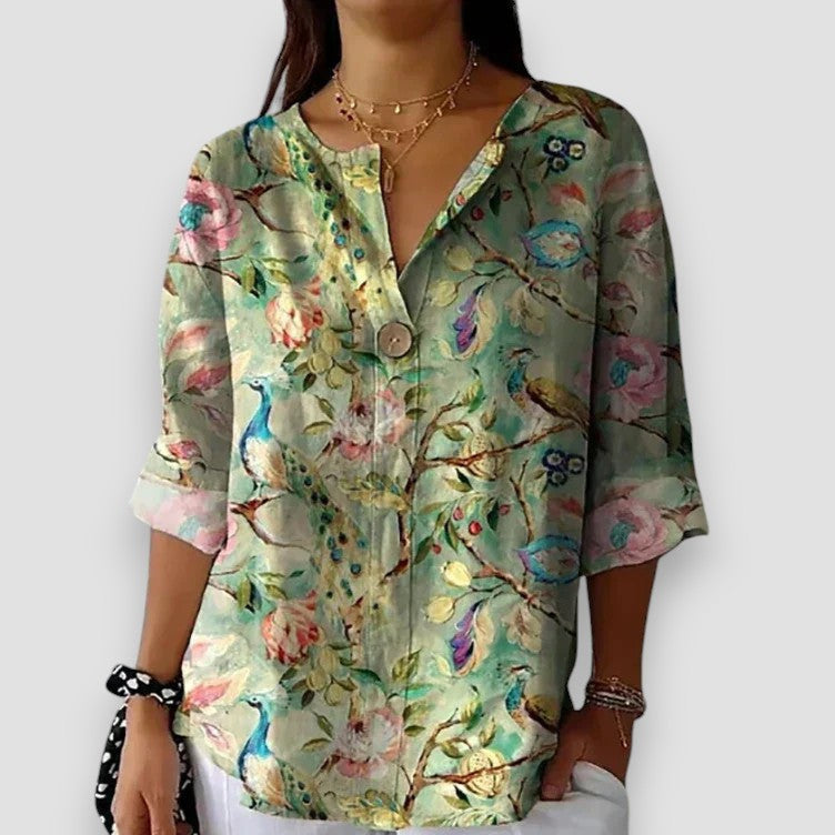 Roxane | Vintage Bluse med Blomster