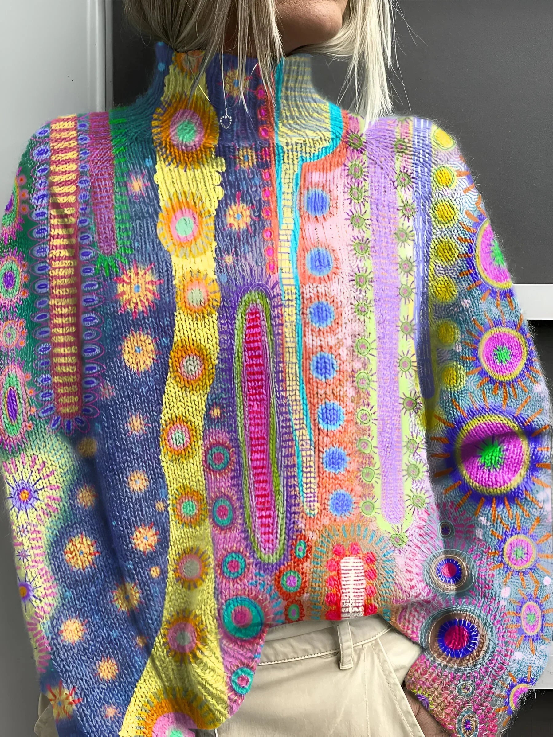 Maci | Fargerik Strikket Turtleneckgenser